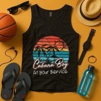 CABANA BOY AT YOUR SERVICE POOL PARTY BOY BARTENDER FUNNY Tank Top thumb 4