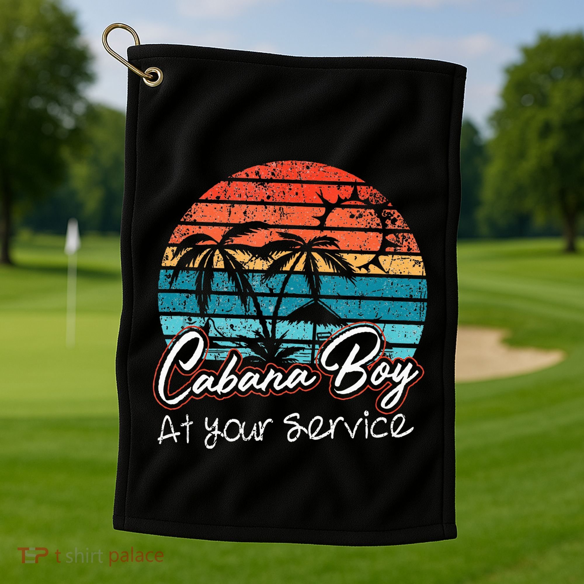 CABANA BOY AT YOUR SERVICE POOL PARTY BOY BARTENDER FUNNY Golf Towel