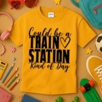 Could Be A Train Station Kind Of Day Kids T-Shirt thumb 3