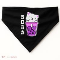 Cat Boba Anime Bubble Tea Neko Kawaii  USA-Made Doggie Bandana thumb 0