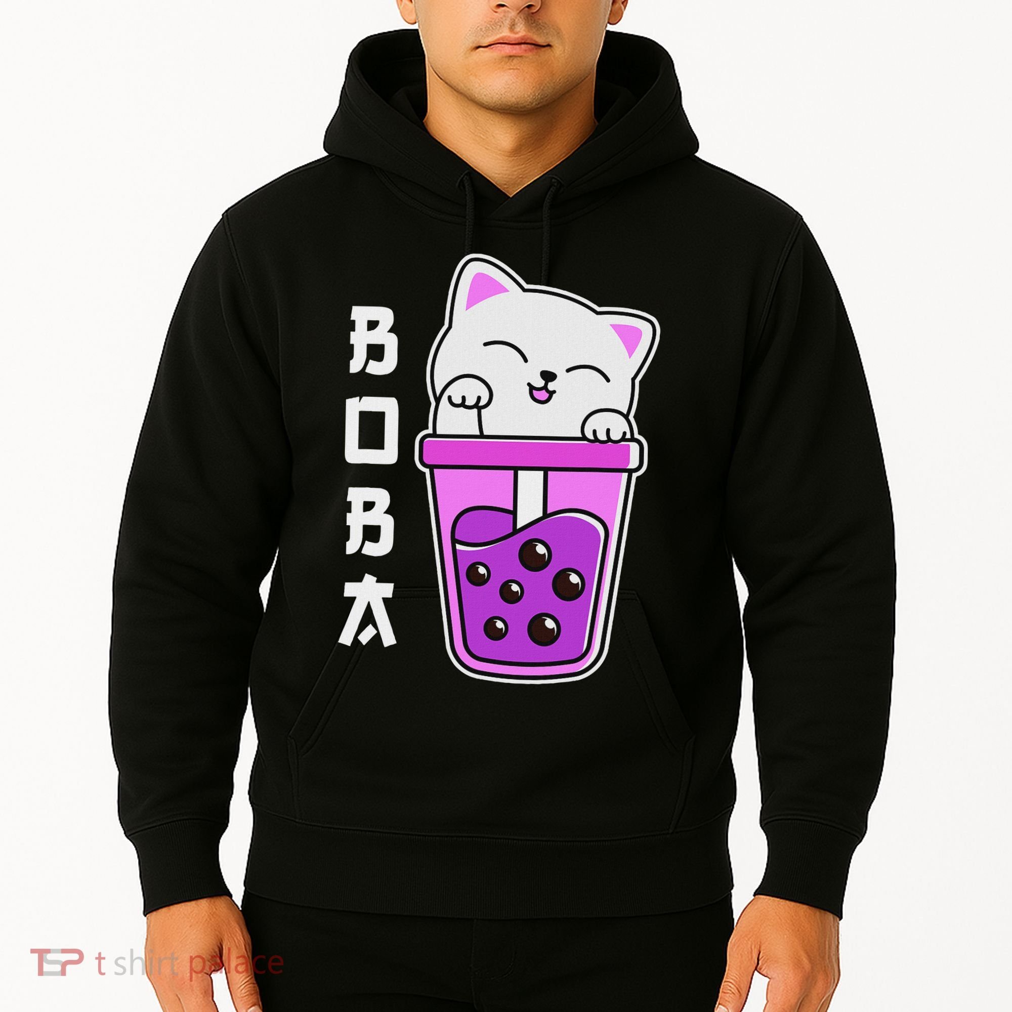 Cat Boba Anime Bubble Tea Neko Kawaii  Hoodie
