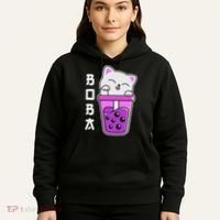 Cat Boba Anime Bubble Tea Neko Kawaii  Hoodie thumb 5