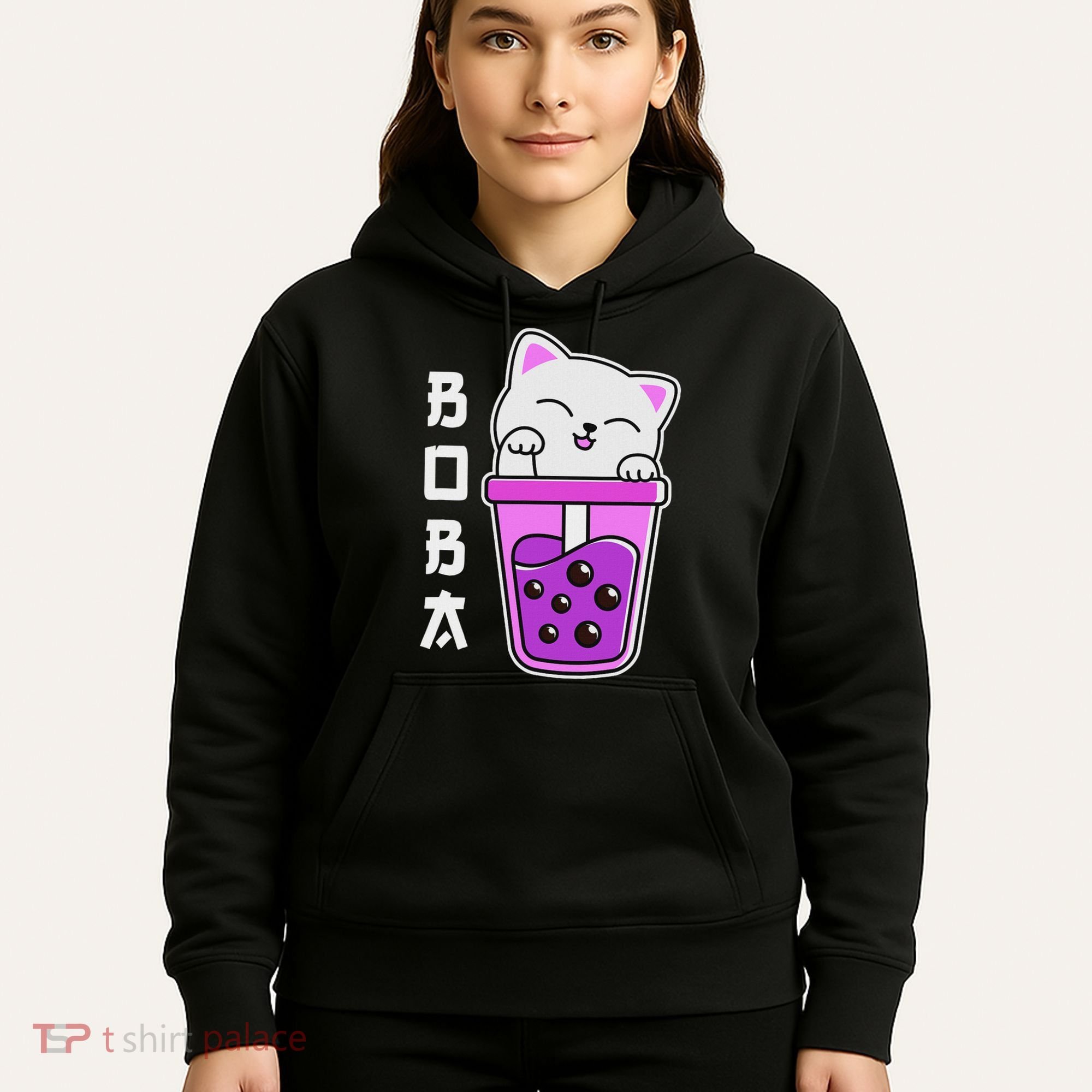Cat Boba Anime Bubble Tea Neko Kawaii  Hoodie