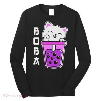 Cat Boba Anime Bubble Tea Neko Kawaii  Long Sleeve Shirt