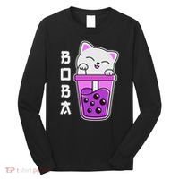 Cat Boba Anime Bubble Tea Neko Kawaii  Long Sleeve Shirt thumb 0