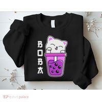 Cat Boba Anime Bubble Tea Neko Kawaii  Sweatshirt thumb 2