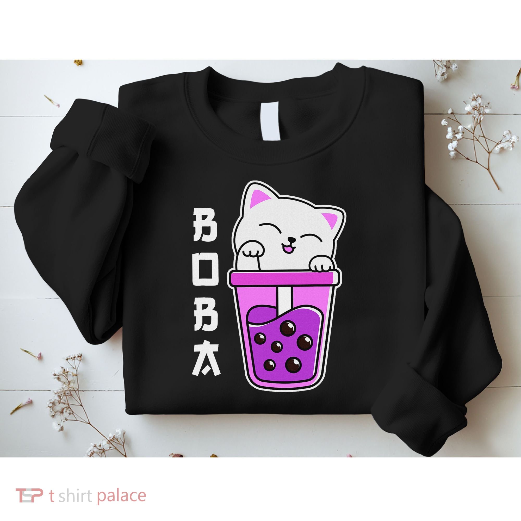 Cat Boba Anime Bubble Tea Neko Kawaii  Sweatshirt
