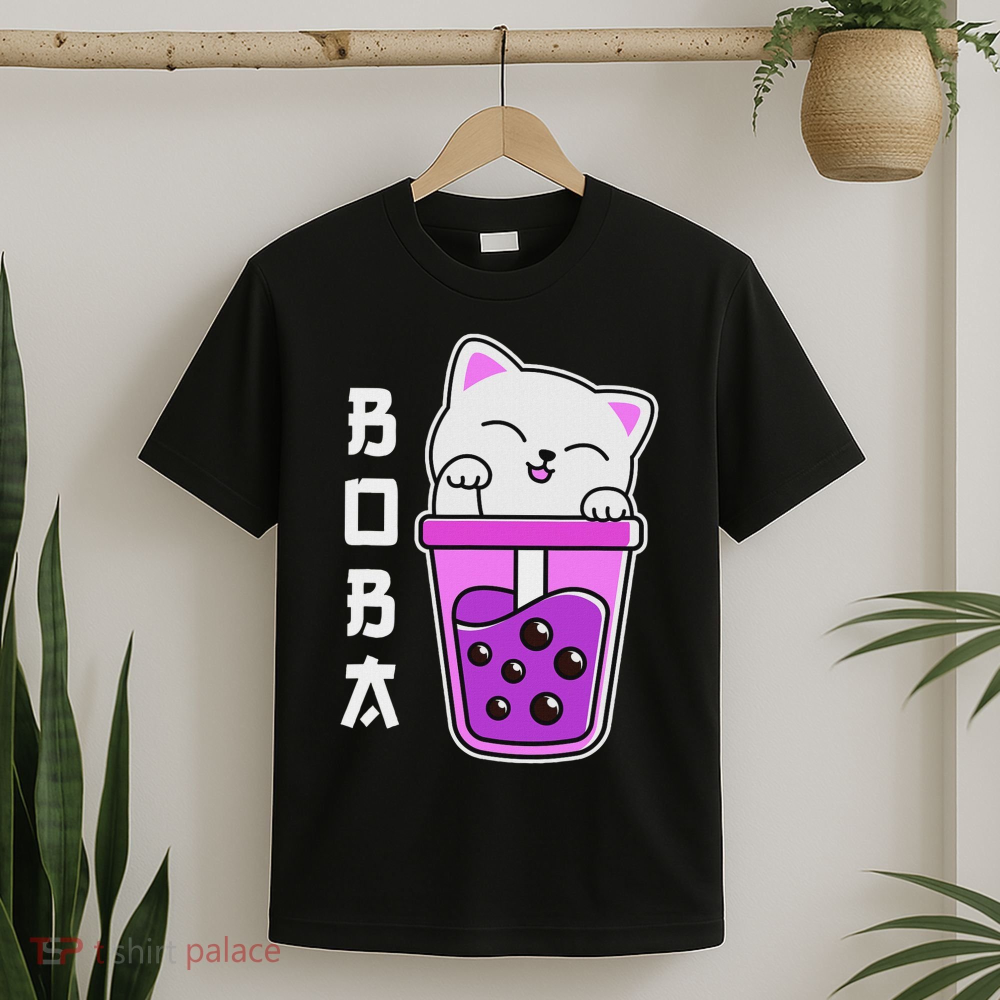 Cat Boba Anime Bubble Tea Neko Kawaii  T-Shirt