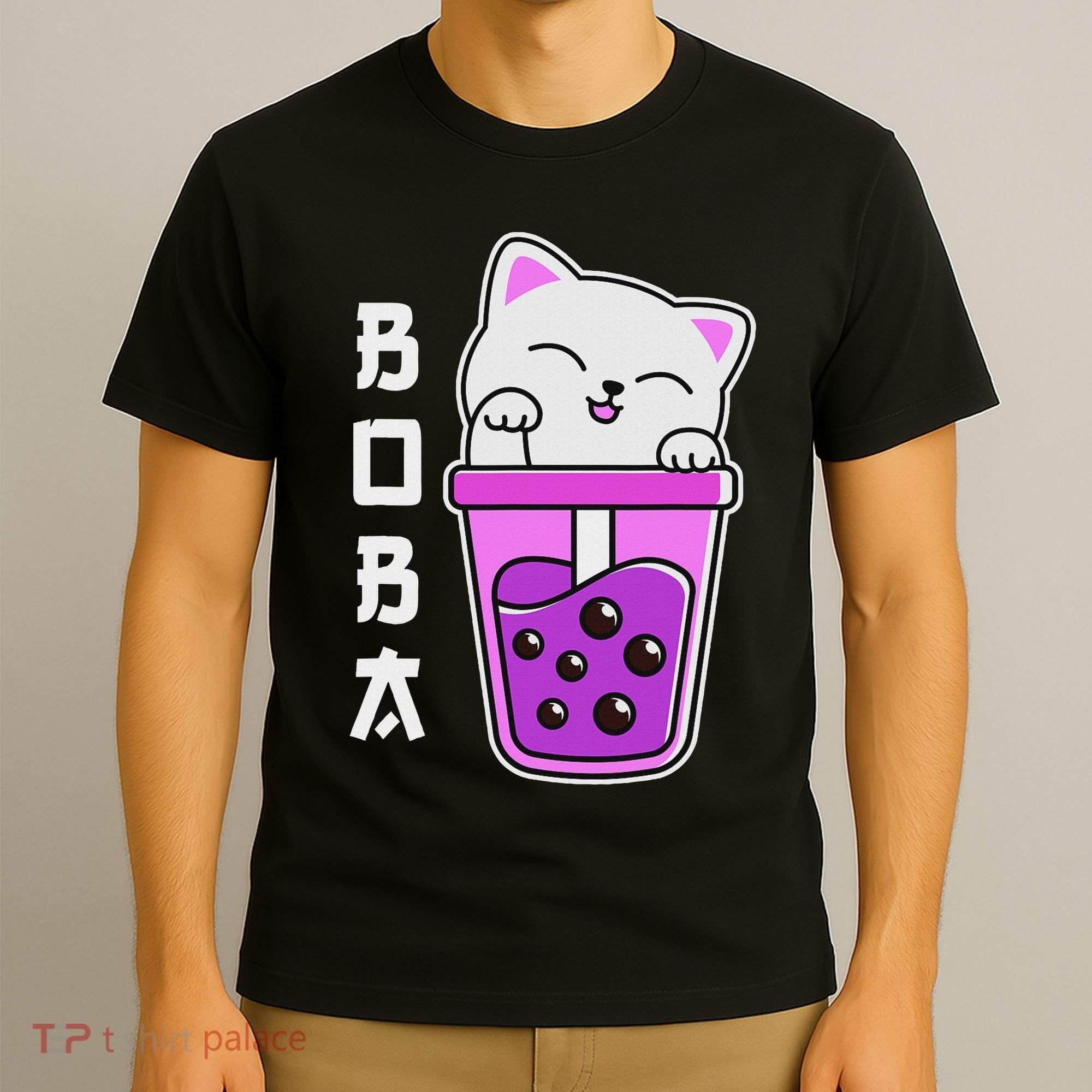 Cat Boba Anime Bubble Tea Neko Kawaii  T-Shirt