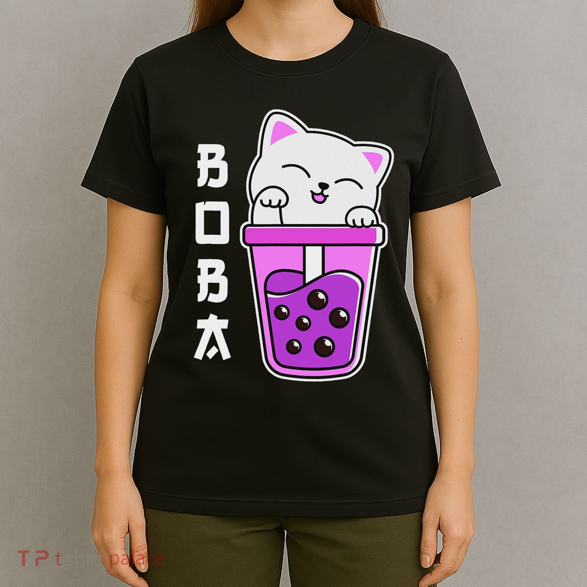 Cat Boba Anime Bubble Tea Neko Kawaii  T-Shirt