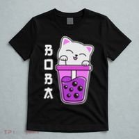 Cat Boba Anime Bubble Tea Neko Kawaii  T-Shirt thumb 5