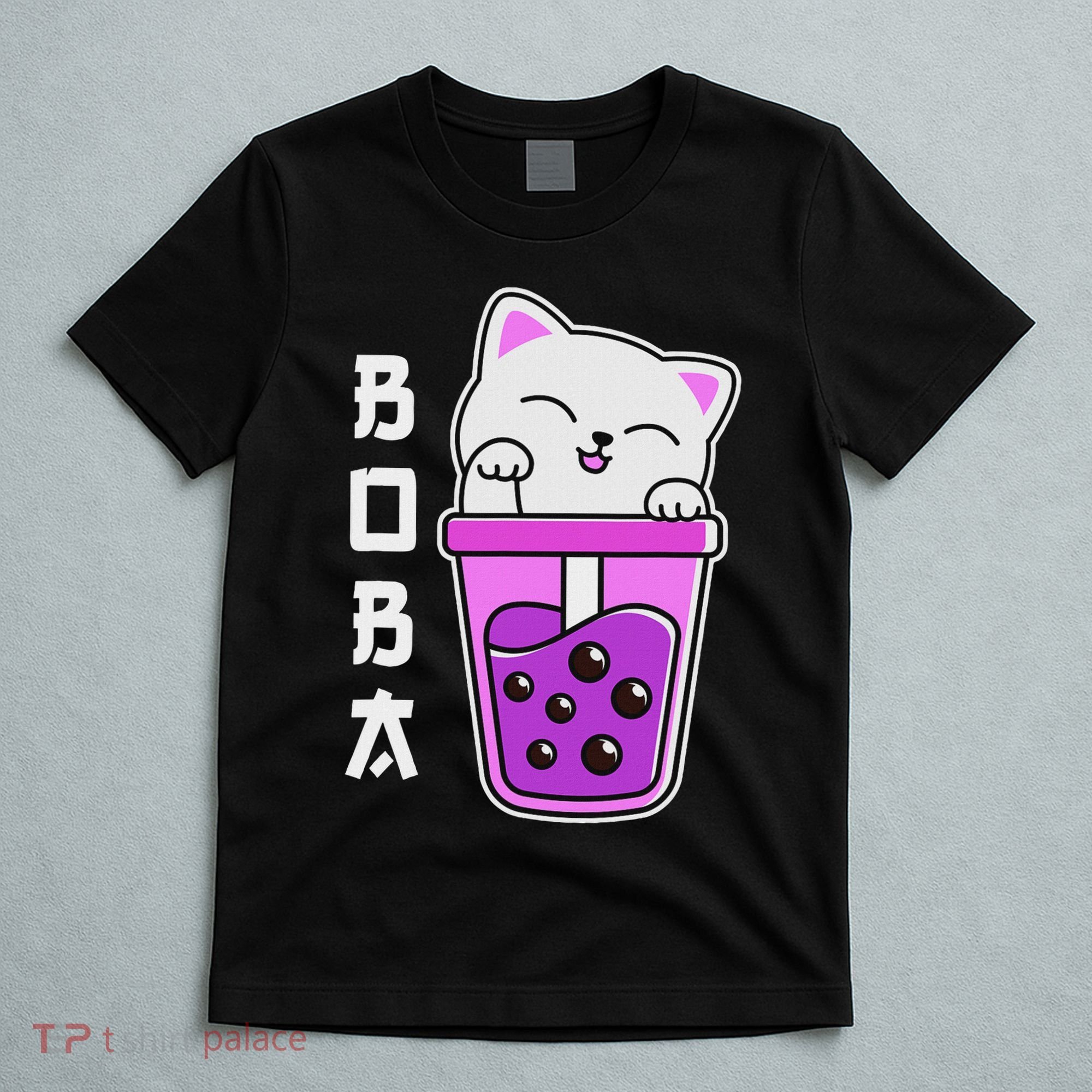Cat Boba Anime Bubble Tea Neko Kawaii  T-Shirt