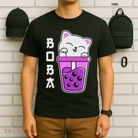 Cat Boba Anime Bubble Tea Neko Kawaii  T-Shirt thumb 6