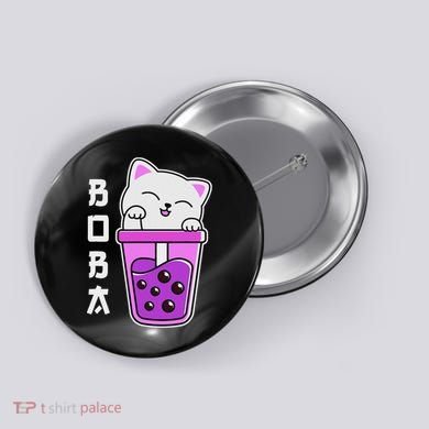 Cat Boba Anime Bubble Tea Neko Kawaii  Button
