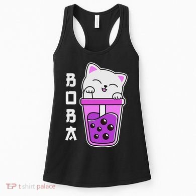 Cat Boba Anime Bubble Tea Neko Kawaii  Women's Tank Top