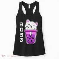 Cat Boba Anime Bubble Tea Neko Kawaii  Women's Tank Top thumb 0