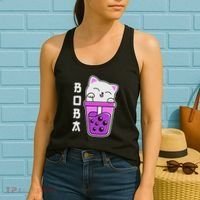 Cat Boba Anime Bubble Tea Neko Kawaii  Women's Tank Top thumb 2