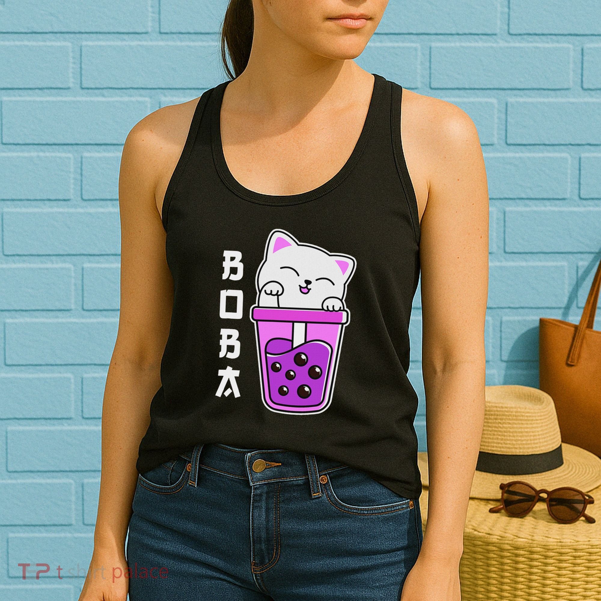 Cat Boba Anime Bubble Tea Neko Kawaii  Women's Tank Top