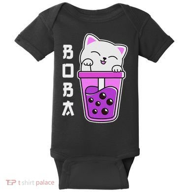 Cat Boba Anime Bubble Tea Neko Kawaii  Baby Bodysuit