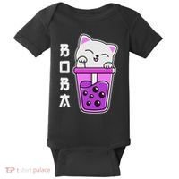 Cat Boba Anime Bubble Tea Neko Kawaii  Baby Bodysuit thumb 0