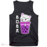 Cat Boba Anime Bubble Tea Neko Kawaii  Tank Top thumb 0