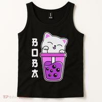 Cat Boba Anime Bubble Tea Neko Kawaii  Tank Top thumb 2
