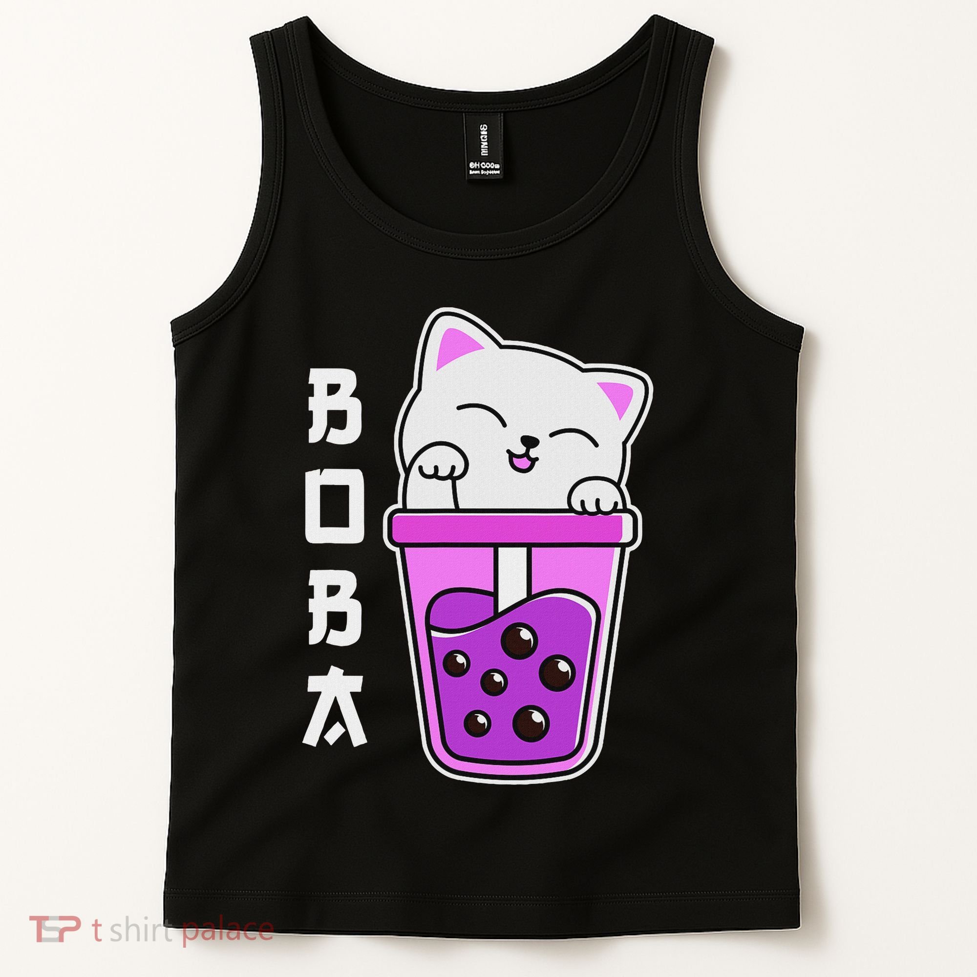 Cat Boba Anime Bubble Tea Neko Kawaii  Tank Top