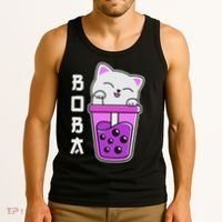 Cat Boba Anime Bubble Tea Neko Kawaii  Tank Top thumb 3
