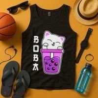 Cat Boba Anime Bubble Tea Neko Kawaii  Tank Top thumb 4