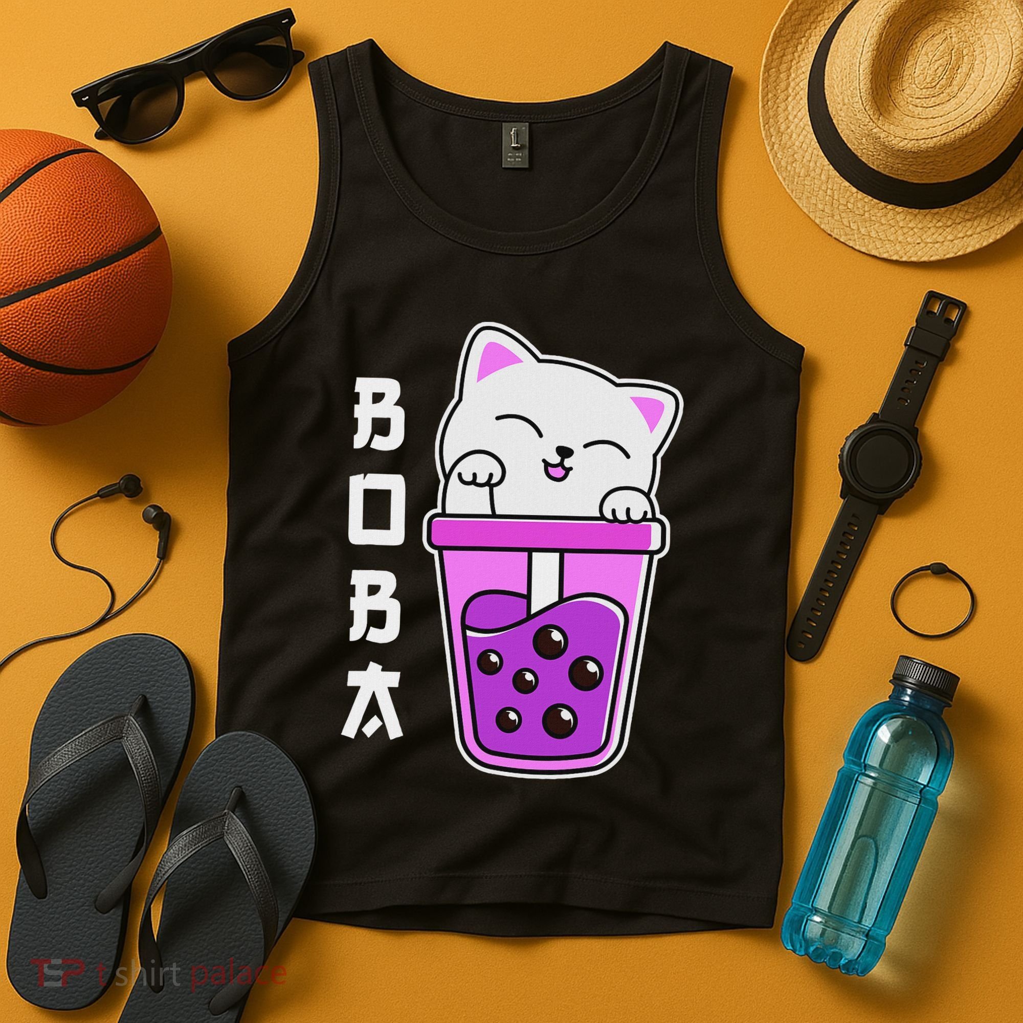 Cat Boba Anime Bubble Tea Neko Kawaii  Tank Top