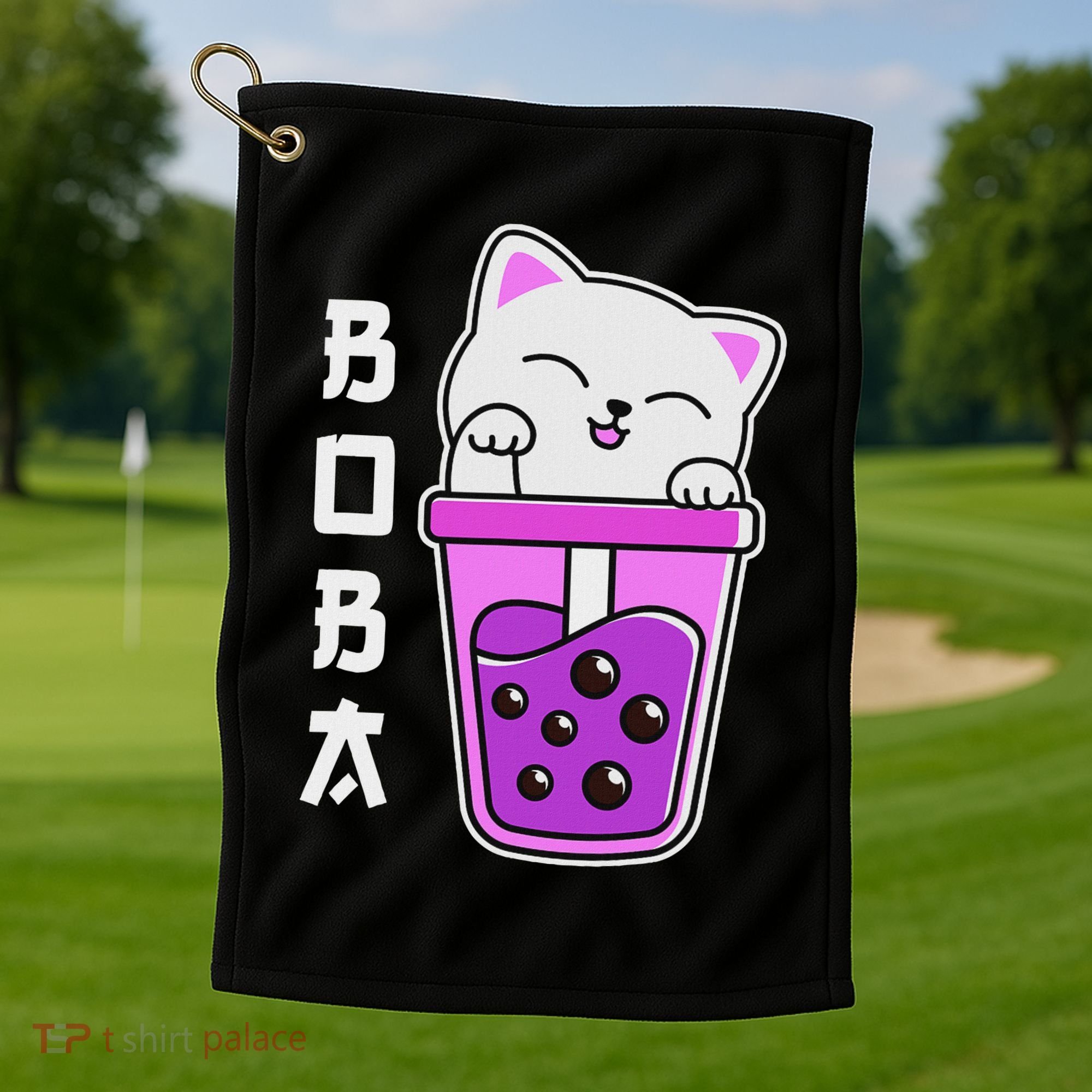 Cat Boba Anime Bubble Tea Neko Kawaii  Golf Towel