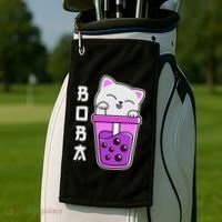 Cat Boba Anime Bubble Tea Neko Kawaii  Golf Towel thumb 2