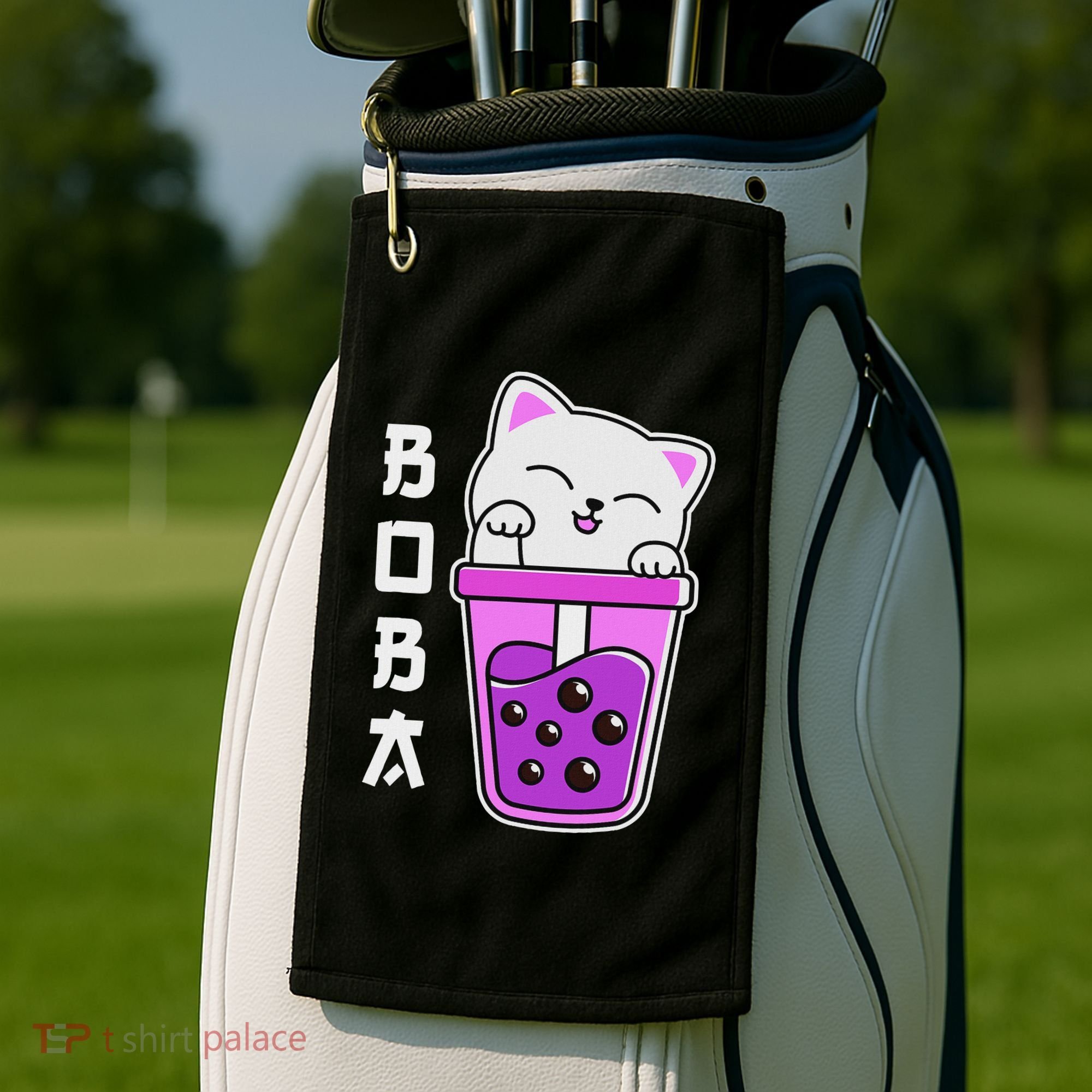 Cat Boba Anime Bubble Tea Neko Kawaii  Golf Towel