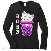 Cat Boba Anime Bubble Tea Neko Kawaii  Women's Long Sleeve Shirt thumb 0