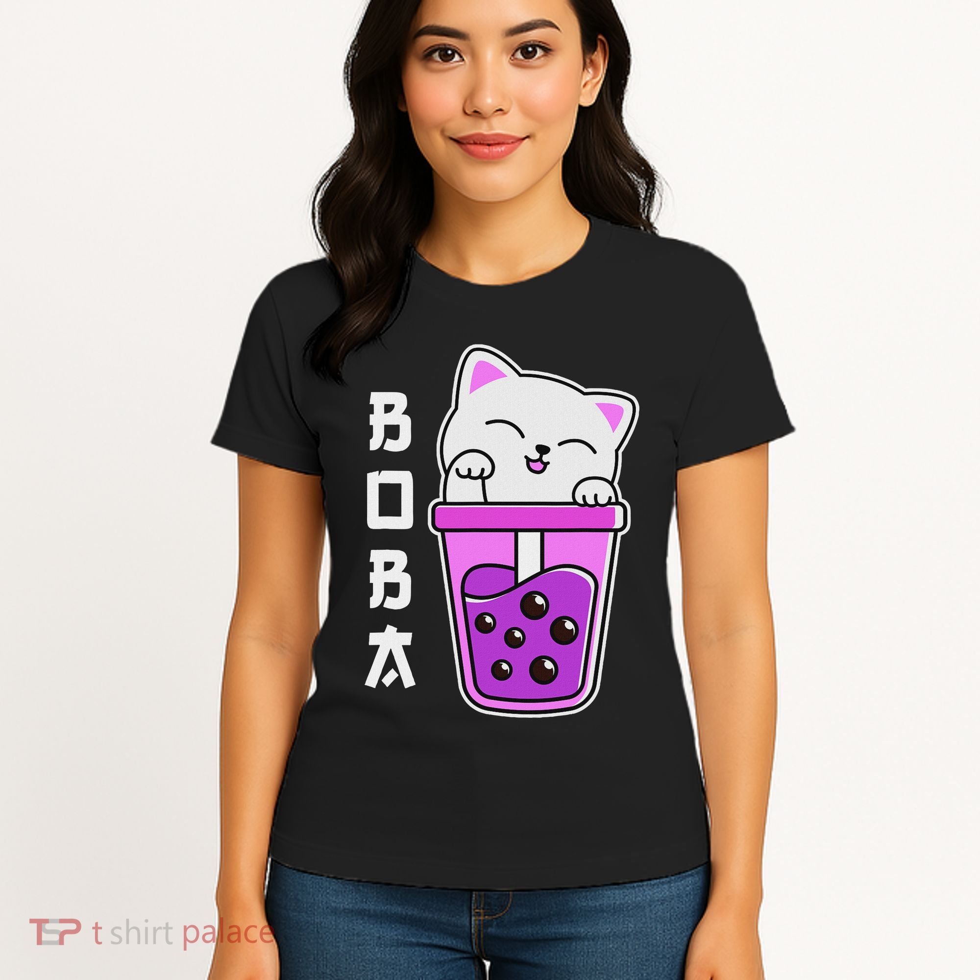 Cat Boba Anime Bubble Tea Neko Kawaii  Women's T-Shirt