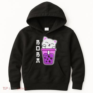 Cat Boba Anime Bubble Tea Neko Kawaii  Kids Hoodie
