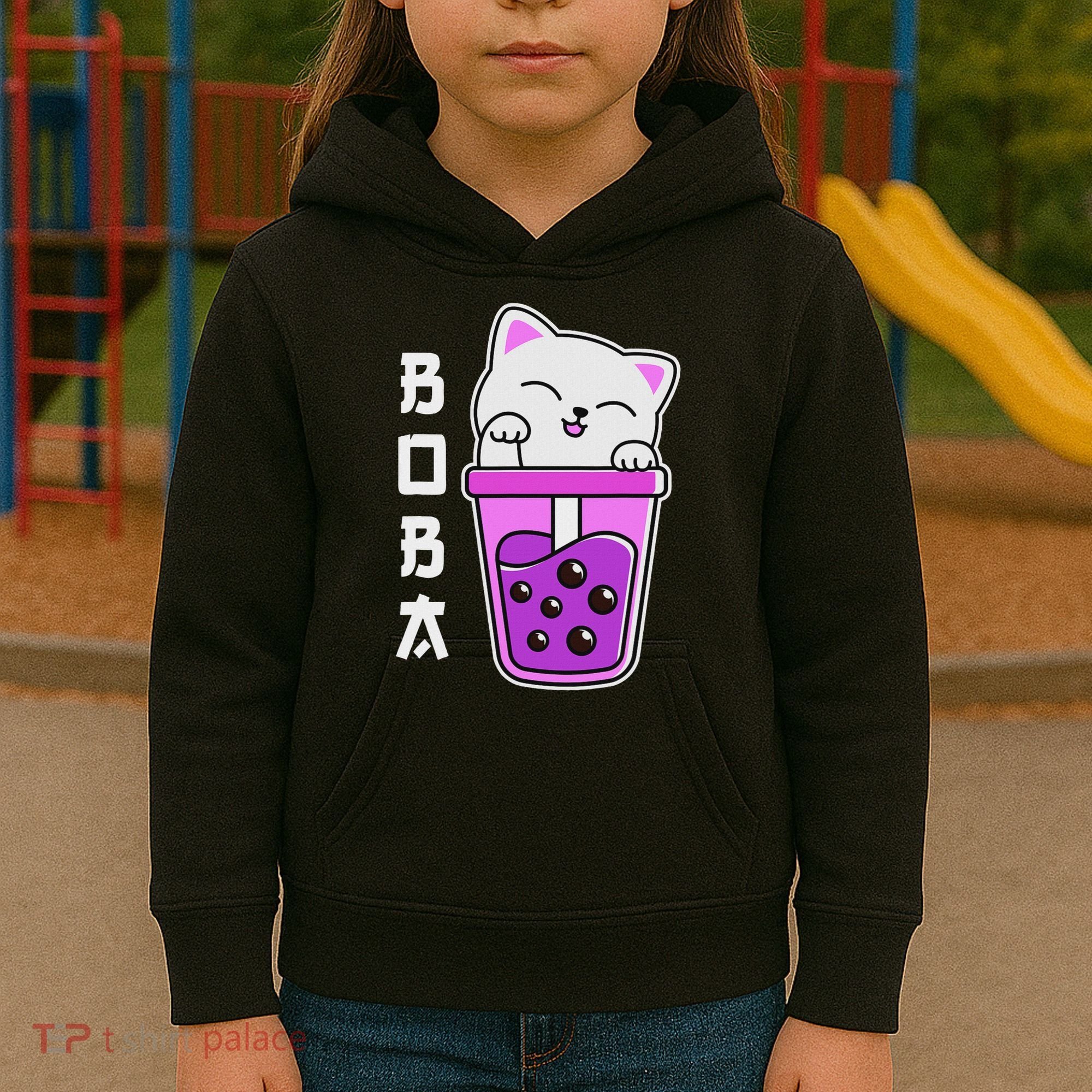 Cat Boba Anime Bubble Tea Neko Kawaii  Kids Hoodie