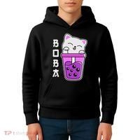 Cat Boba Anime Bubble Tea Neko Kawaii  Kids Hoodie thumb 4