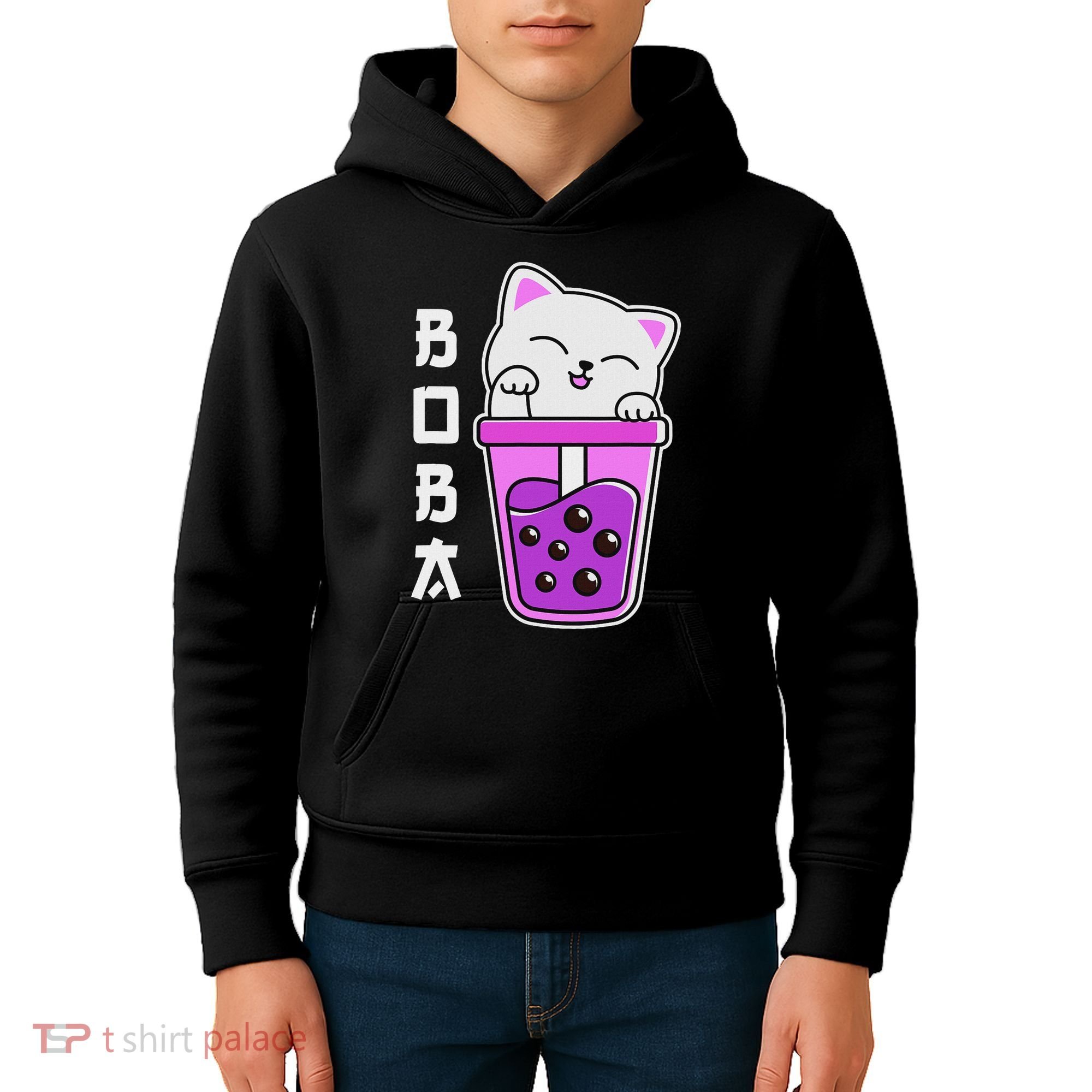 Cat Boba Anime Bubble Tea Neko Kawaii  Kids Hoodie