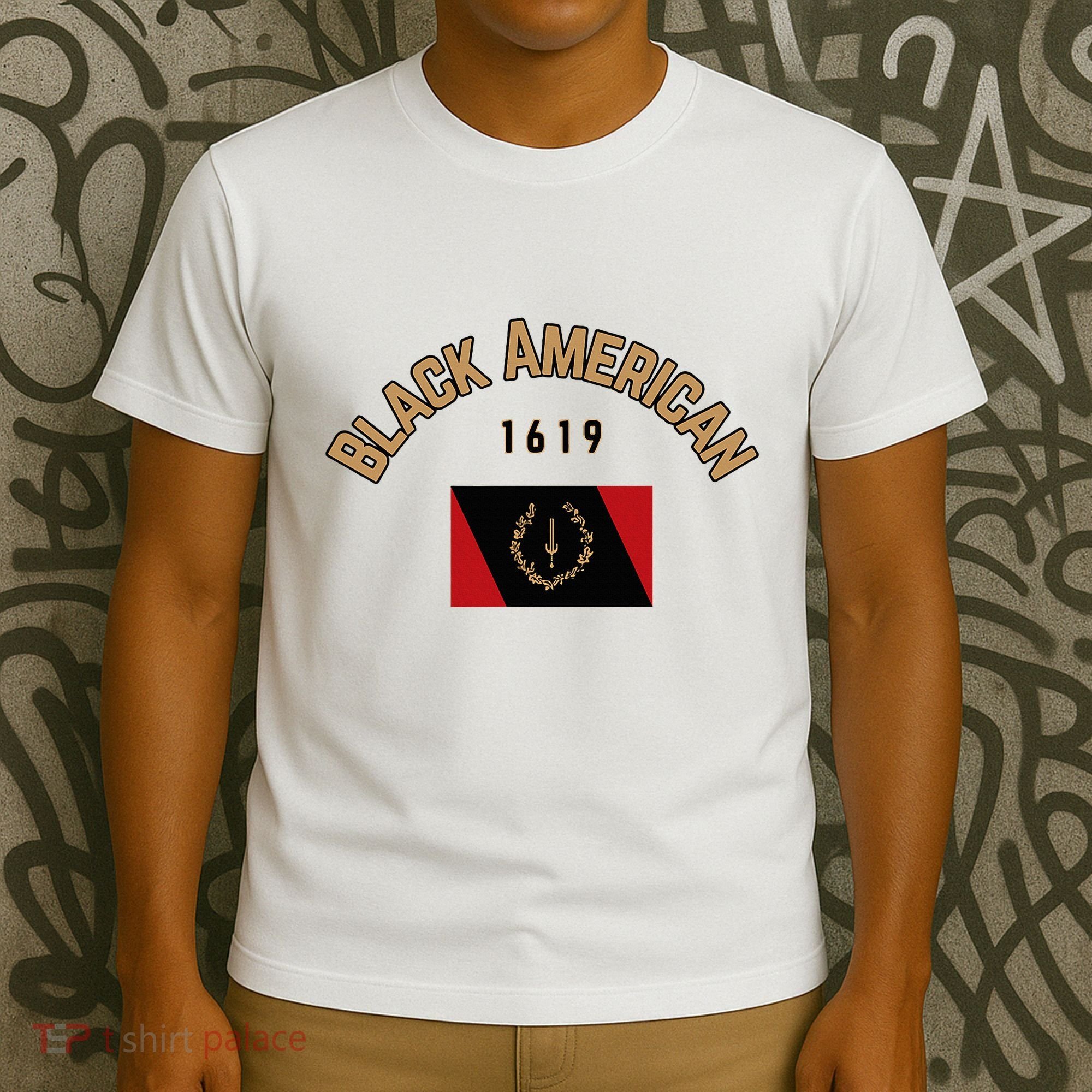 Cute Black American 1619 Black Afro American Heritage Flag T-Shirt