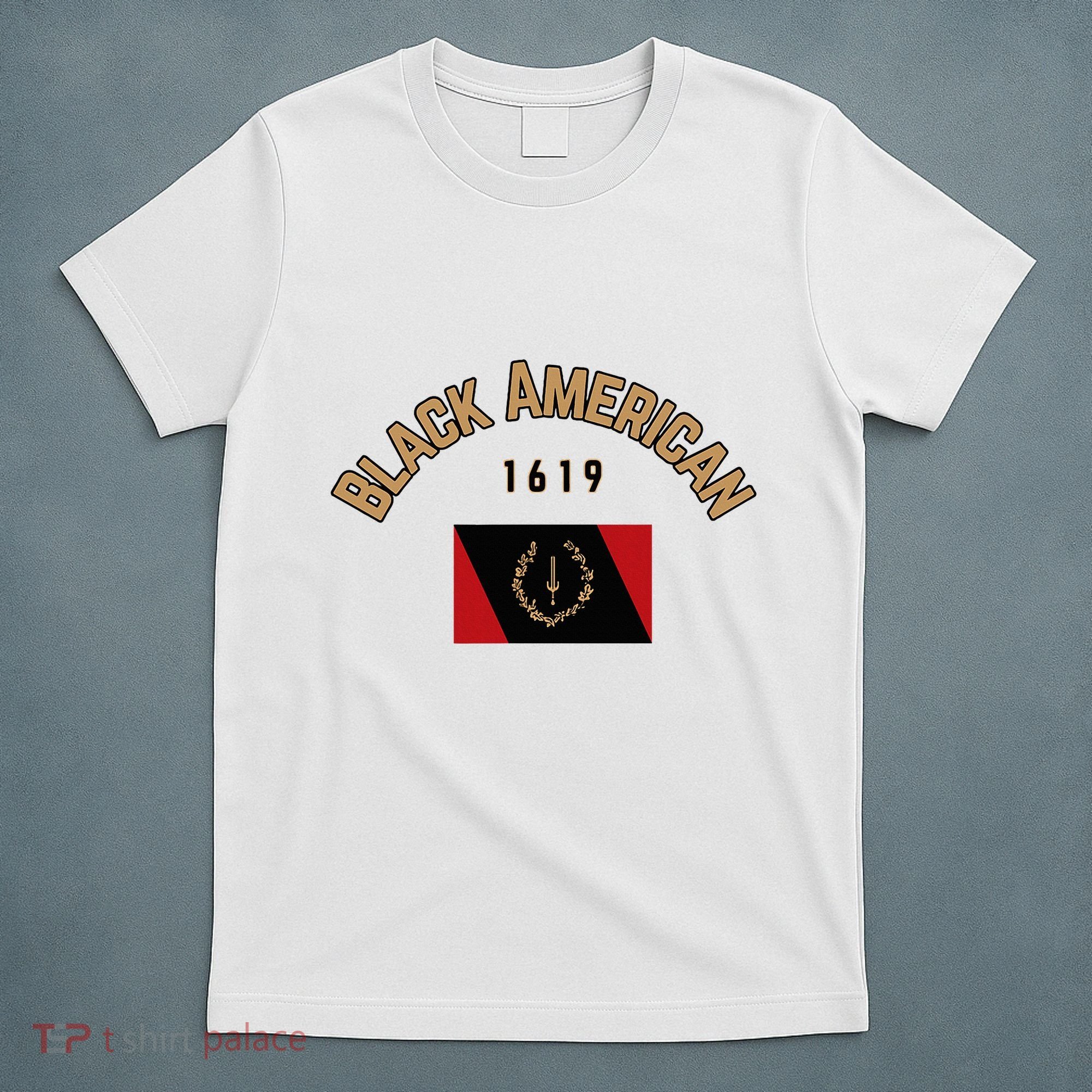 Cute Black American 1619 Black Afro American Heritage Flag T-Shirt