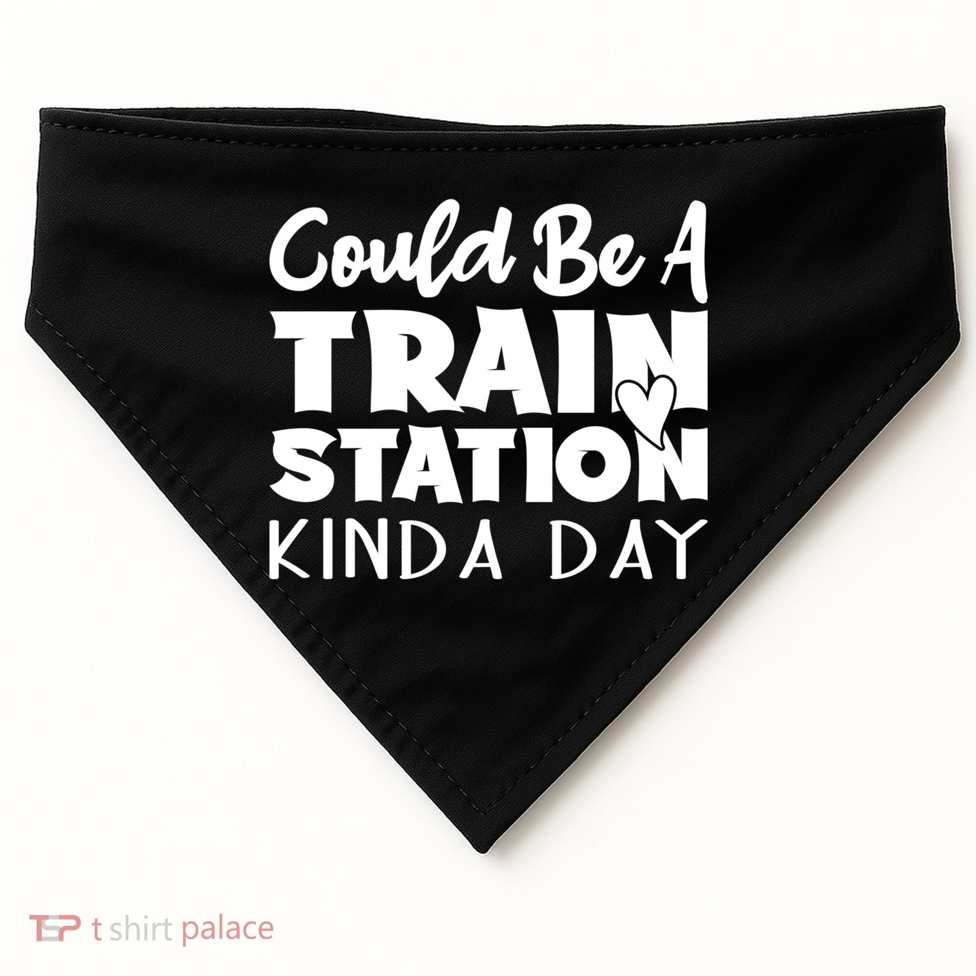 Could Be A Train Station Kinda Day Funny Heart USA-Made Doggie Bandana