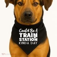 Could Be A Train Station Kinda Day Funny Heart USA-Made Doggie Bandana thumb 1