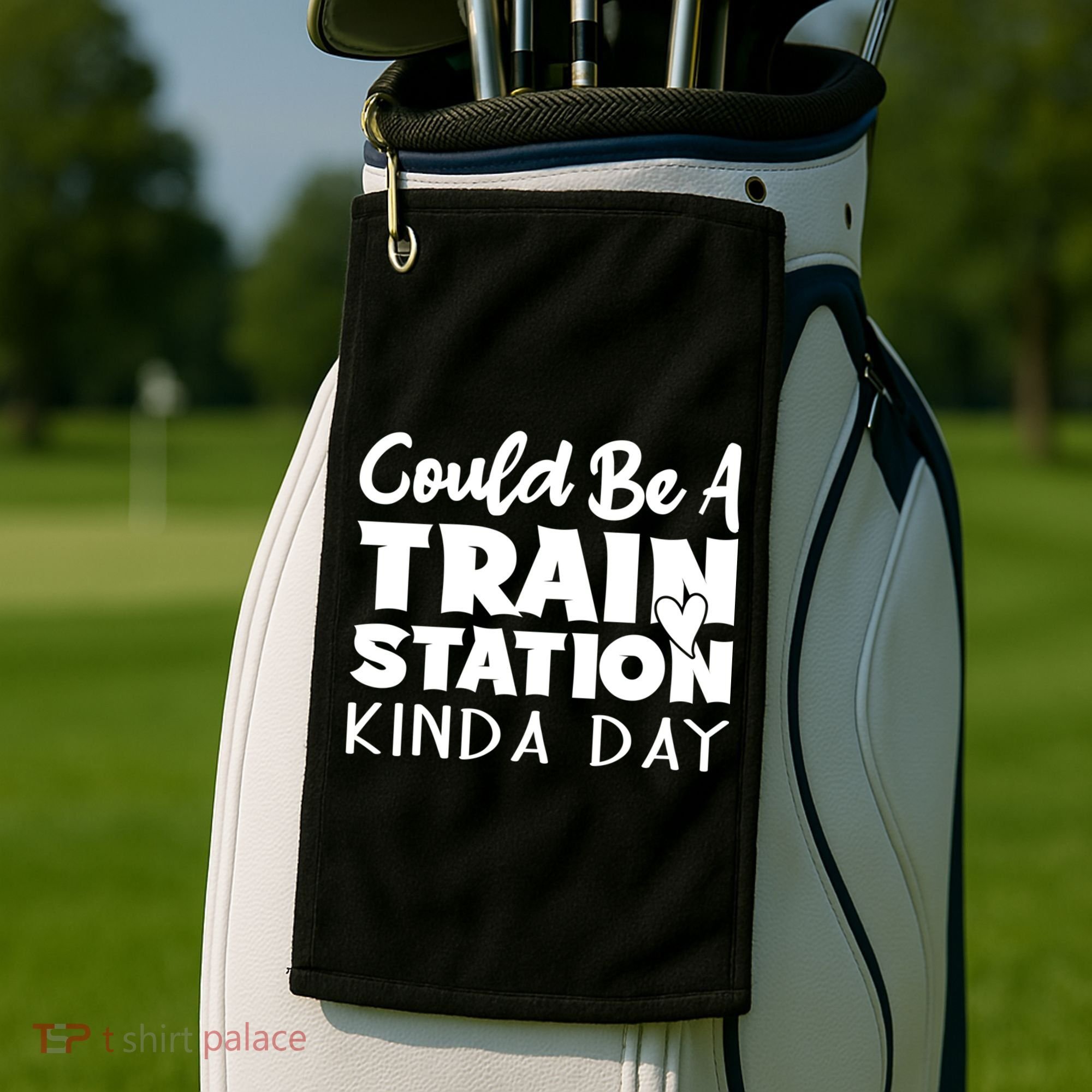 Could Be A Train Station Kinda Day Funny Heart Golf Towel