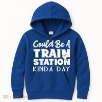 Could Be A Train Station Kinda Day Funny Heart Kids Hoodie thumb 0