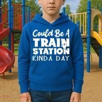 Could Be A Train Station Kinda Day Funny Heart Kids Hoodie thumb 2