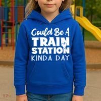Could Be A Train Station Kinda Day Funny Heart Kids Hoodie thumb 3