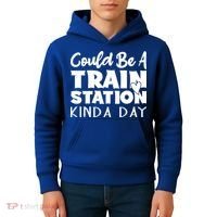 Could Be A Train Station Kinda Day Funny Heart Kids Hoodie thumb 4
