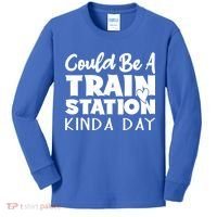 Could Be A Train Station Kinda Day Funny Heart Kids Long Sleeve Shirt thumb 0