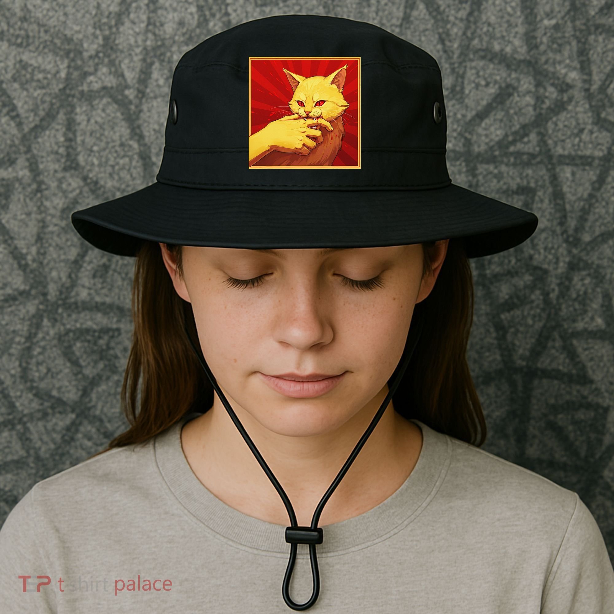 Cat Bite Anime Bucket Hat